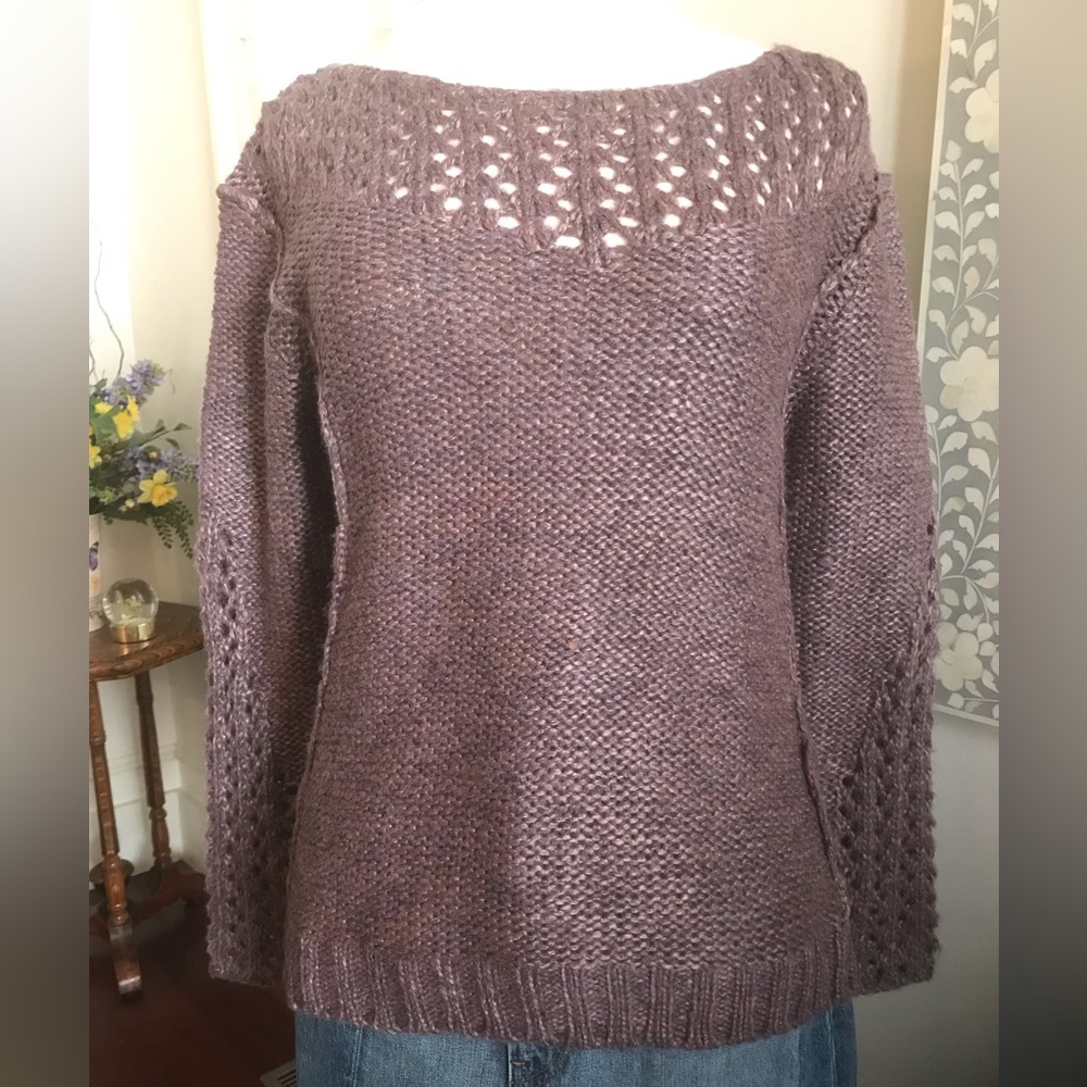 Silver Jeans Womens' Chunky Knit Wool Blend Sweater Size XS (“Rose”)Smoky Purple